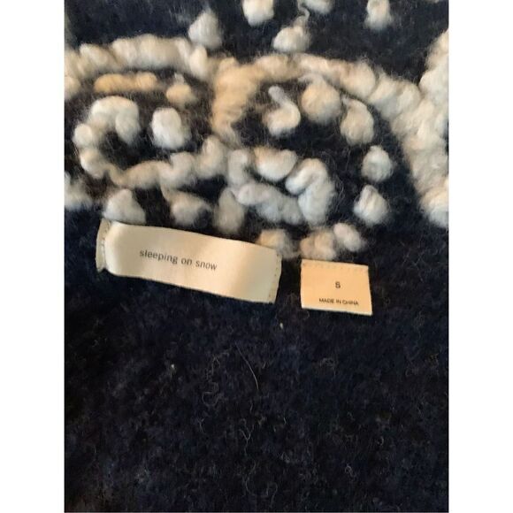 Anthropologie Sleeping on Snow Navy White Gray Open Cardigan Sweater - Picture 2 of 10